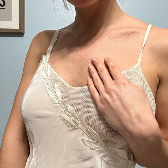 Thea Tewi Lingerie 40s Ivory Nightgown Slip Size 32 Hollywood Glam Wedding - Picture 3 of 16